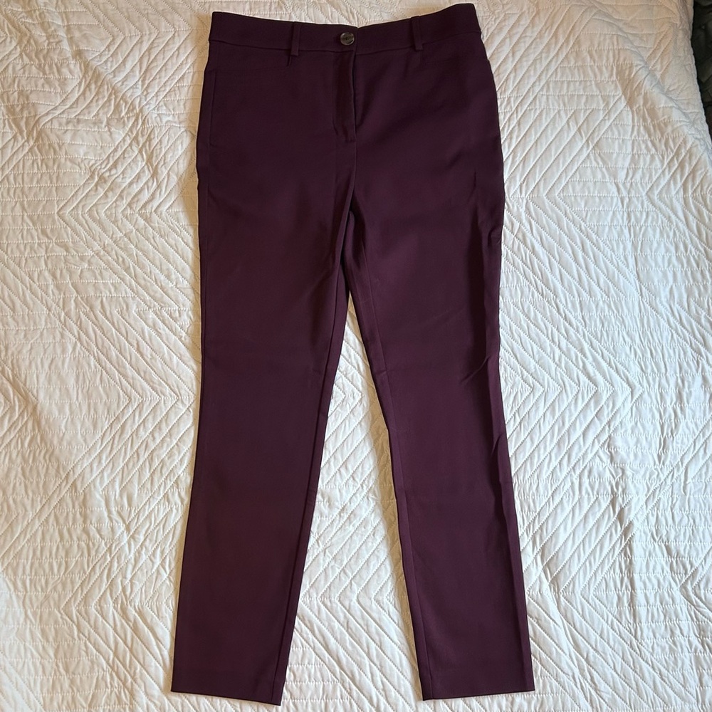 LOFT Burgundy Sutton Skinny Pants